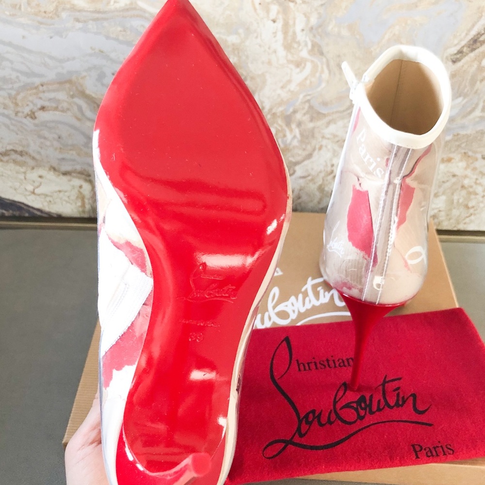 New! Christian Louboutin 100 PVC Loubi Ankle Boots - Picture 9 of 10
